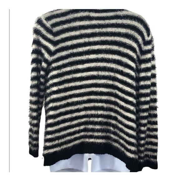 Anthropologie Pleione Striped Eyelash Open-Front Sweater NWT Large - Picture 6 of 16
